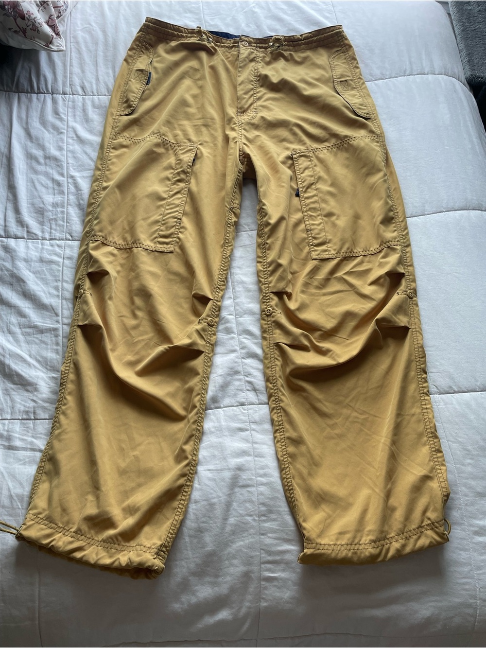 Gap Y2K Vintage Mens Yellow Baggy Cargo Pants Large Utility Gorpcore Hiking